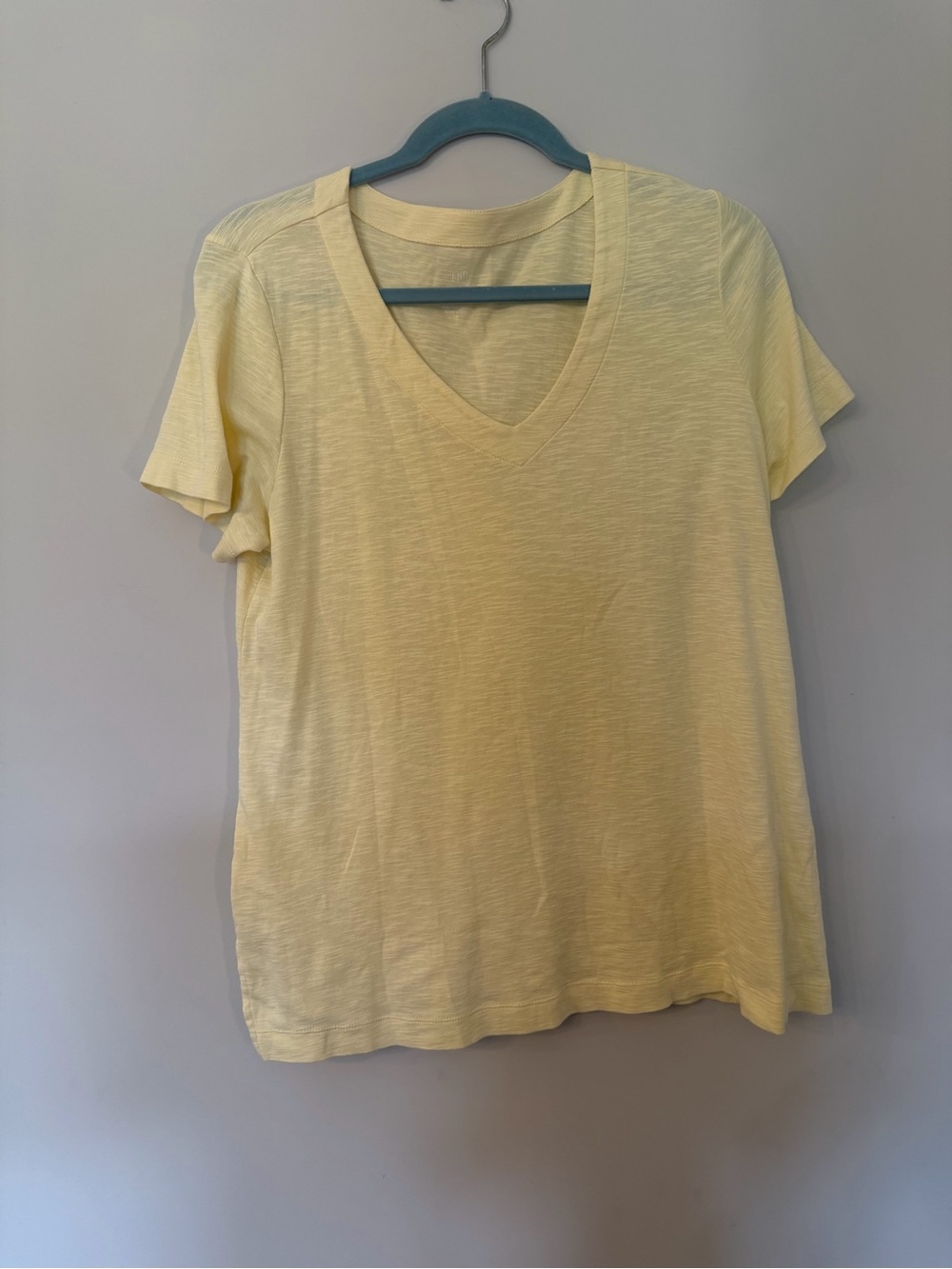 100% Pima Cotton slub knit  butter yellow elevated basic top size medium